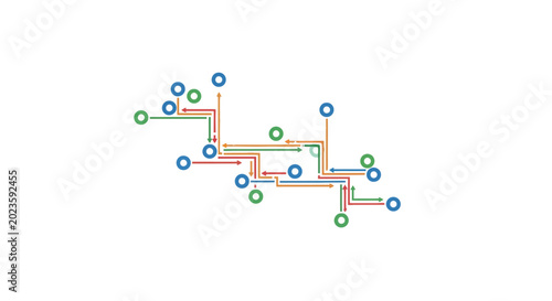 Colorful Network Connections Diagram Illustration.