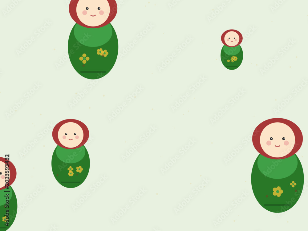 Fototapeta premium Matryoshka Nesting Doll Pattern Folk Art Background