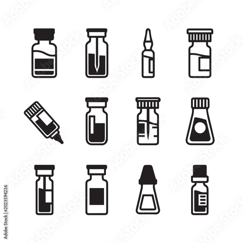 Medical Vials and Ampoules Collection Isolated on White Background Vector Illustration