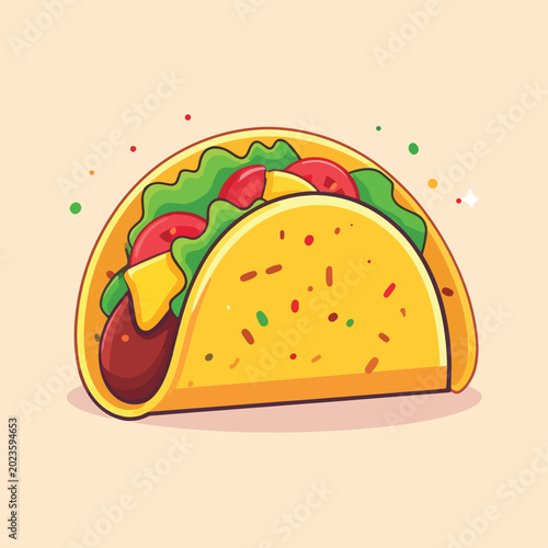 Tableau sur toile A delicious taco with lettuce cheese.