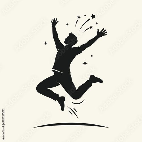 Foto A silhouette of a person jumping with joy and excitement in the air