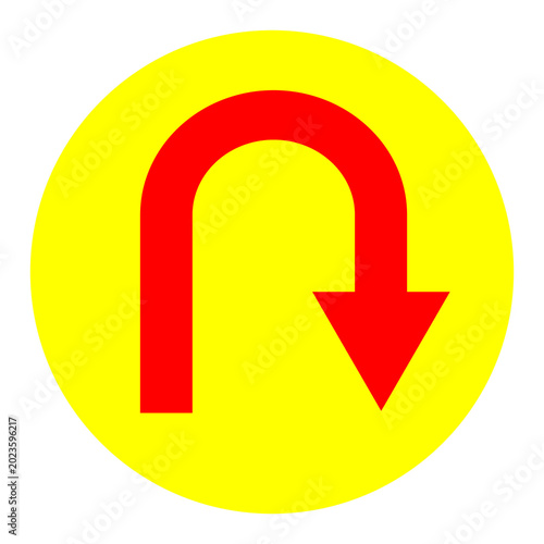 u turn sign image
