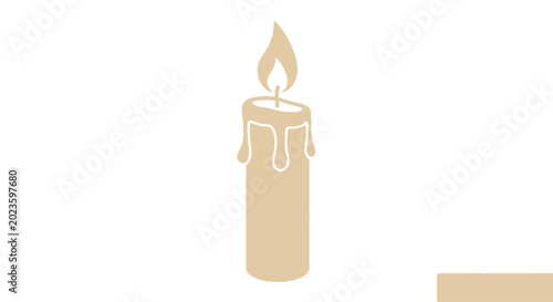 Tableau sur toile A single burning wax candle.