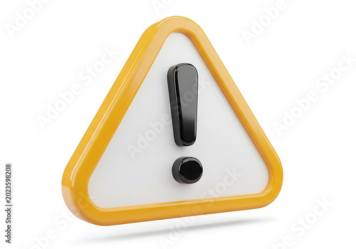 Yellow warning triangle with a black exclamation mark 3D render exclamation attention important emergency triangle notification information guidance security