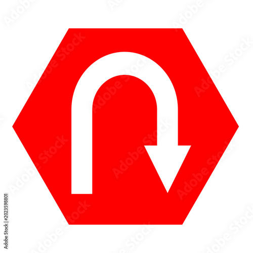 u turn sign image