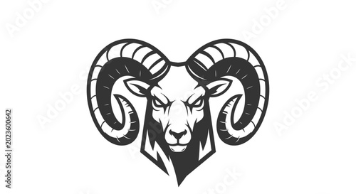 Photos Black and white ram head logo.