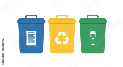 Foto Colorful recycling bins for sorting waste.