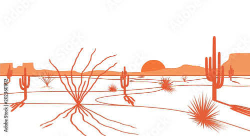 Desert plants and cacti landscape details.