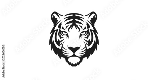 Foto Black and white tiger head portrait.