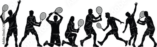 Photos Tennis, player, silhouette, collection, black, athlete, sports, action, racket,