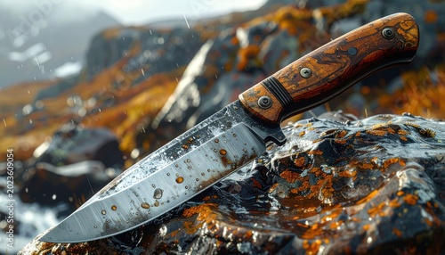 Knife on rock