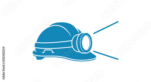 Cuadro en lienzo Blue mining hard hat with light.