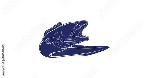 Bild auf Leinwand Dark blue angry shark swimming fast.
