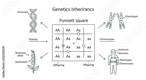 Quadro su tela Genetics inheritance Punnett square diagram.