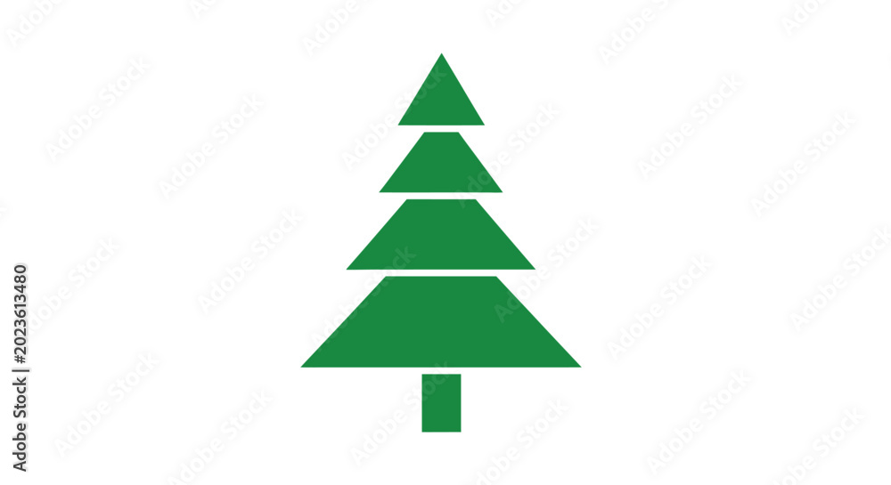 Obraz premium Green Christmas Tree Icon Symbol.