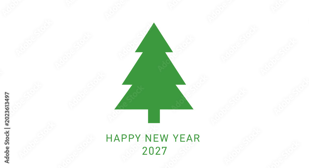 Obraz premium Green Christmas Tree Icon Symbol.