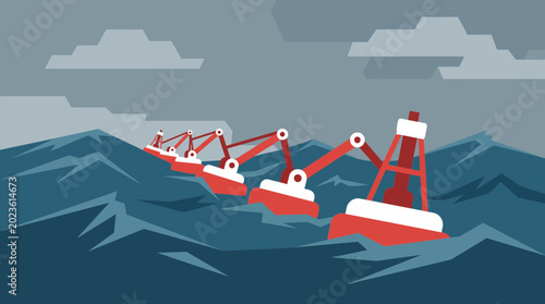 Tableau sur toile Wave Power Energy Converter in Rough Sea