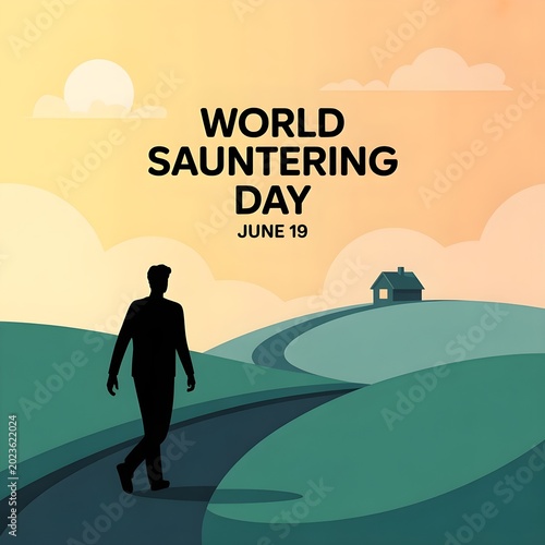 World Sauntering Day Clean Minimalist Vector Illustration
