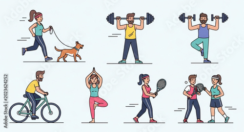 Diverse People Engaged in Various Sports and Fitness Activities.