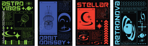 Futuristic dark aesthetic flyer layout set vector