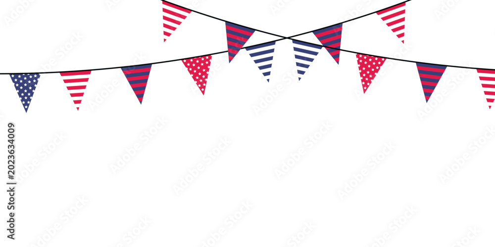 Obraz premium American Patriotic Hanging Pennant Flags Decoration Background