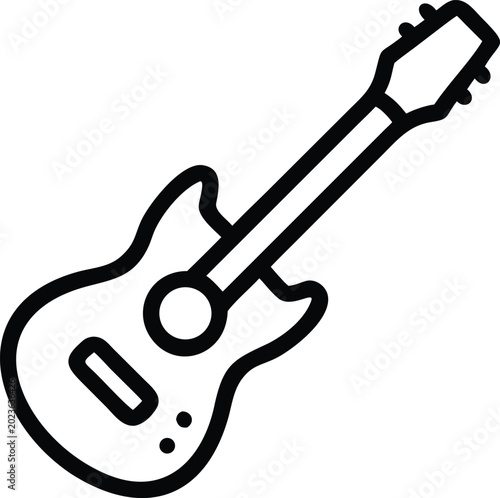 Schilderij op canvas Outline of an electric guitar on a white background music instrument