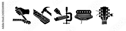 Canvastavla Professional Guitar Repair and Lutherie Process Icons Featuring Fret Installatio