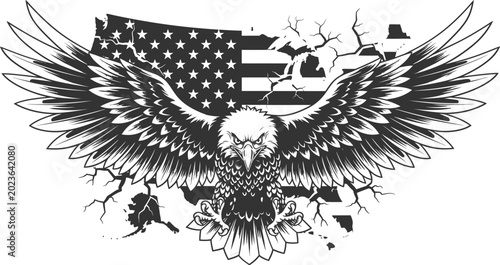 Patriotic 4th of july independence day eagle with american flag design vector illustration