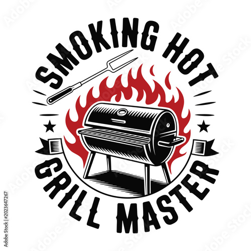 Smoking Hot Grill Master BBQ T-Shirt Vintage Barbecue Design