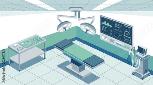 Canvas Print Modern Operating Room Equipment Setup for Surgery.