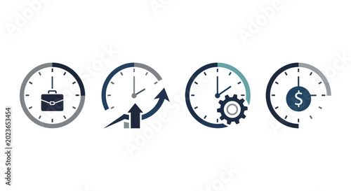 Clock icons representing time concepts