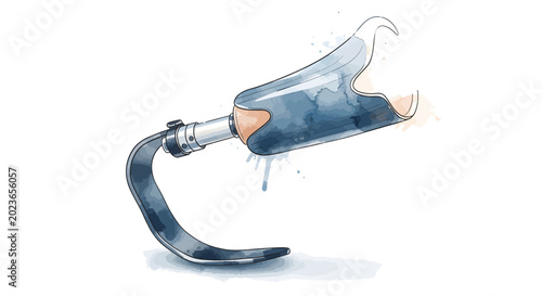 Watercolor illustration of a prosthetic leg, representing advancement in medical technology and assistive devices