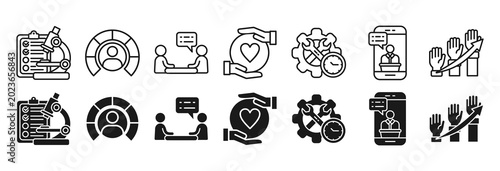 Tableau sur toile Problem solving icon set.  Analysis and competence symbol.