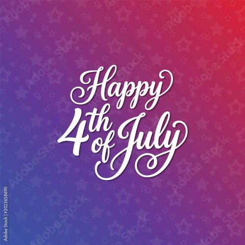 Happy 4th of July Typography Celebration Background with Patriotic Gradient