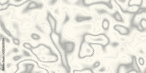 Halftone radial dotted background. Square dots comic gradient texture. Concentric fading gradation wallpaper. Black white rough grit overlay. Grunge gritty circular pop art cartoon backdrop. Vector