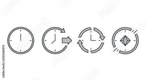 Clock icons showing time and progress