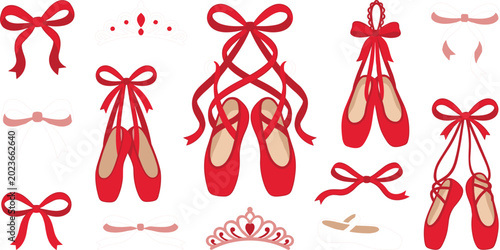 Foto Elegant Ballet and Princess Elements Collection Featuring Pointe Shoes, Decorati
