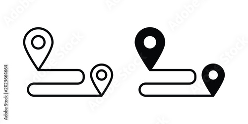 Distance icon concept. solid and line symbols