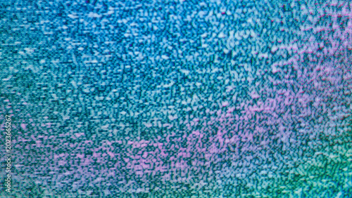 Fotografie CRT television static noise with diagonal teal and pink glitch color shift