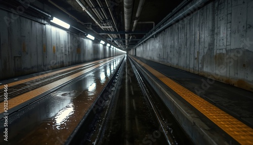 Subway tunnel drainage system with flowing water channels
