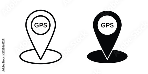 Photos Gps icon concept. solid and line symbols