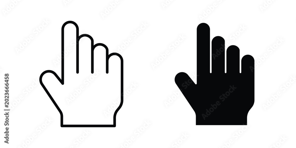 Obraz premium Hand pointer icon concept. solid and line symbols