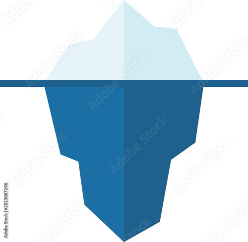 Flat of a blue iceberg with a white half water line