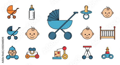 Obraz na płótnie Collection of baby related icons and illustrations.