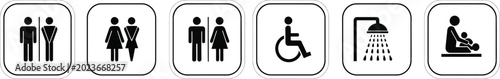 Restroom and Facility Signage Icon Collection for Public Navigation