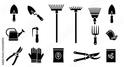 Fényképezés Collection of Garden Tools and Supplies for Planting and Cultivation