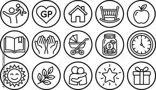 Bild auf Leinwand Black and white line for various aspects of life, including health, home, shoppi