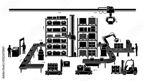 warehouse automation robotic arms and conveyor belts