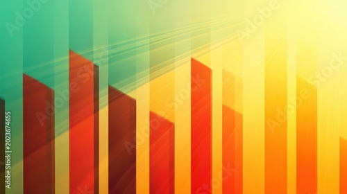 Abstract Geometric Business Growth Chart with Warm Sunlight and Modern Minimalist Style