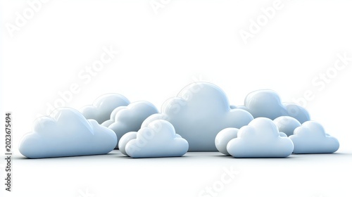 Conceptual 3D Clouds Representing Cloud Computing Technology and Digital Storage Solutions